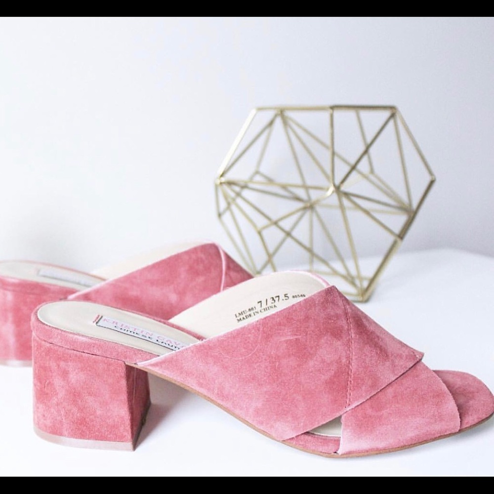 Chinese laundry pink suede block heels